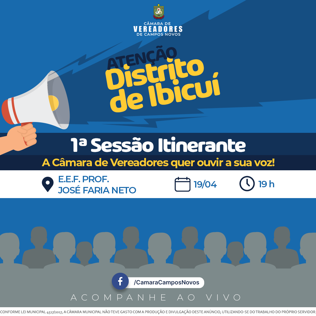 Câmara de Vereadores irá realizar a primeira Sessão Itinerante no Distrito do Ibicuí