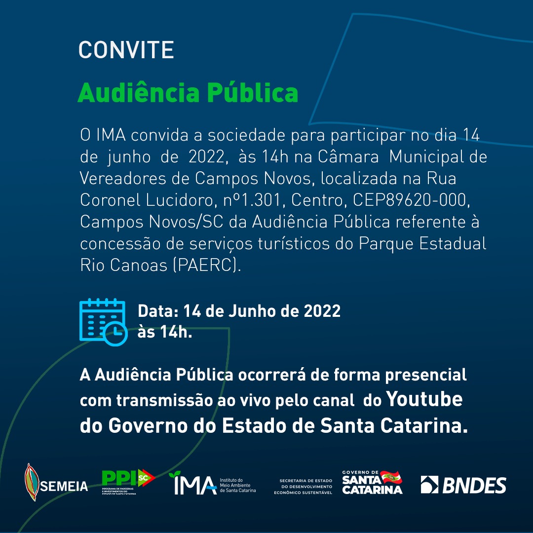 IMA realiza Audiência Pública referente à concessão do Parque Estadual Rio Canoas
