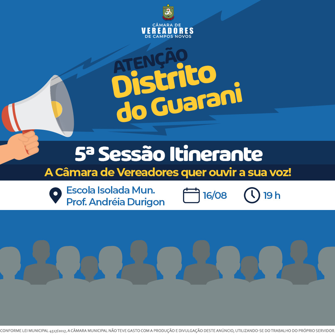 Distrito do Guarani se prepara para receber a Sessão Itinerante da Câmara de Vereadores