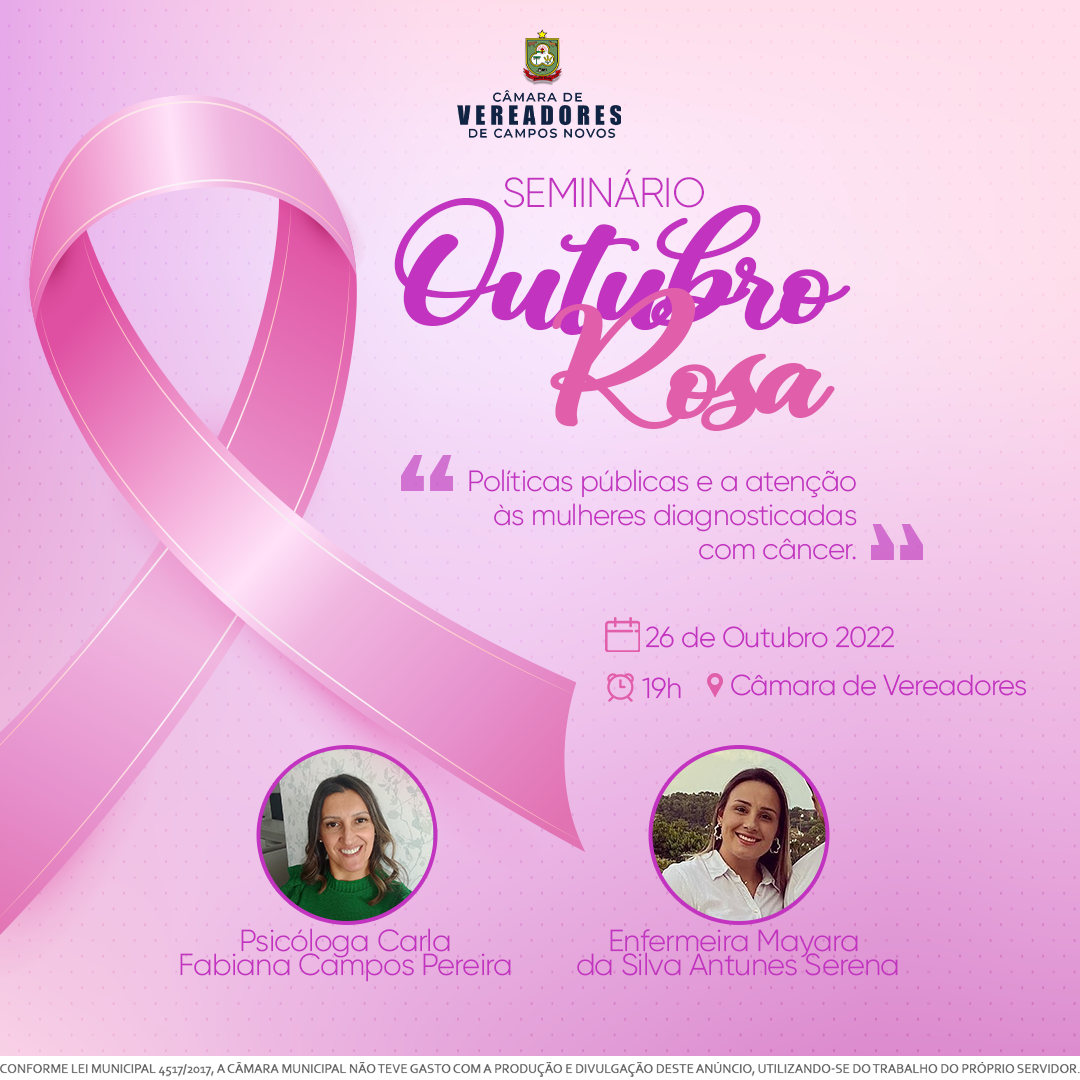 Outubro Rosa: Seminário vai tratar de políticas públicas e atenção às mulheres diagnosticadas com câncer