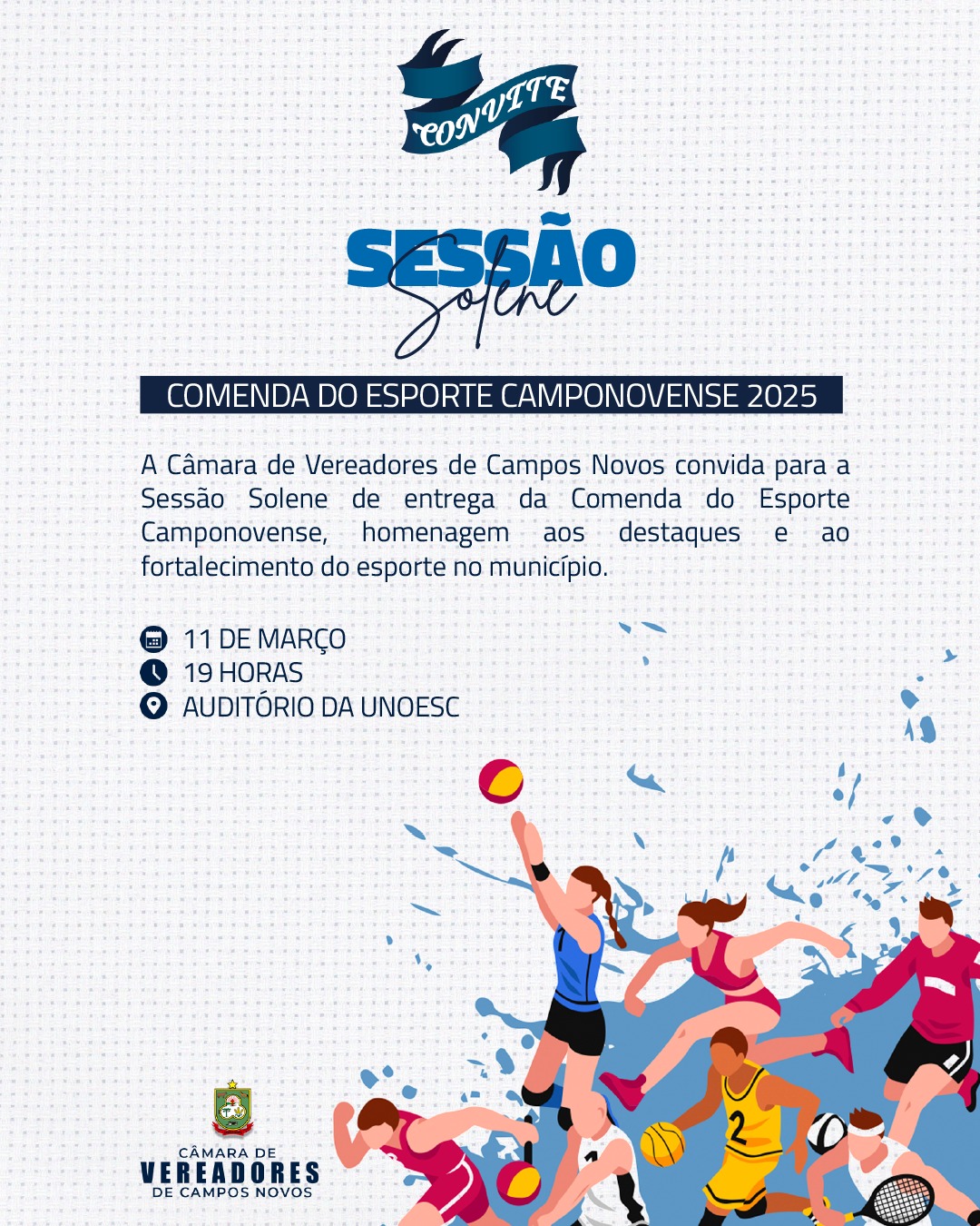 Sessão Solene da Comenda do Esporte Camponovense acontece na quarta-feira