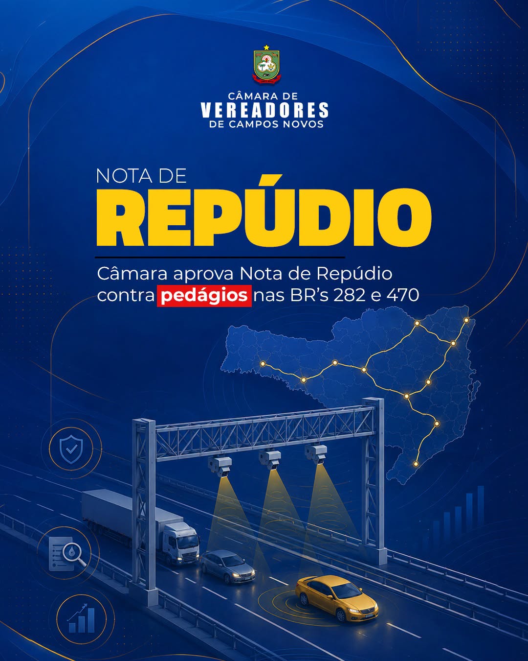 Nota de repúdio contra pedágios na BR 470